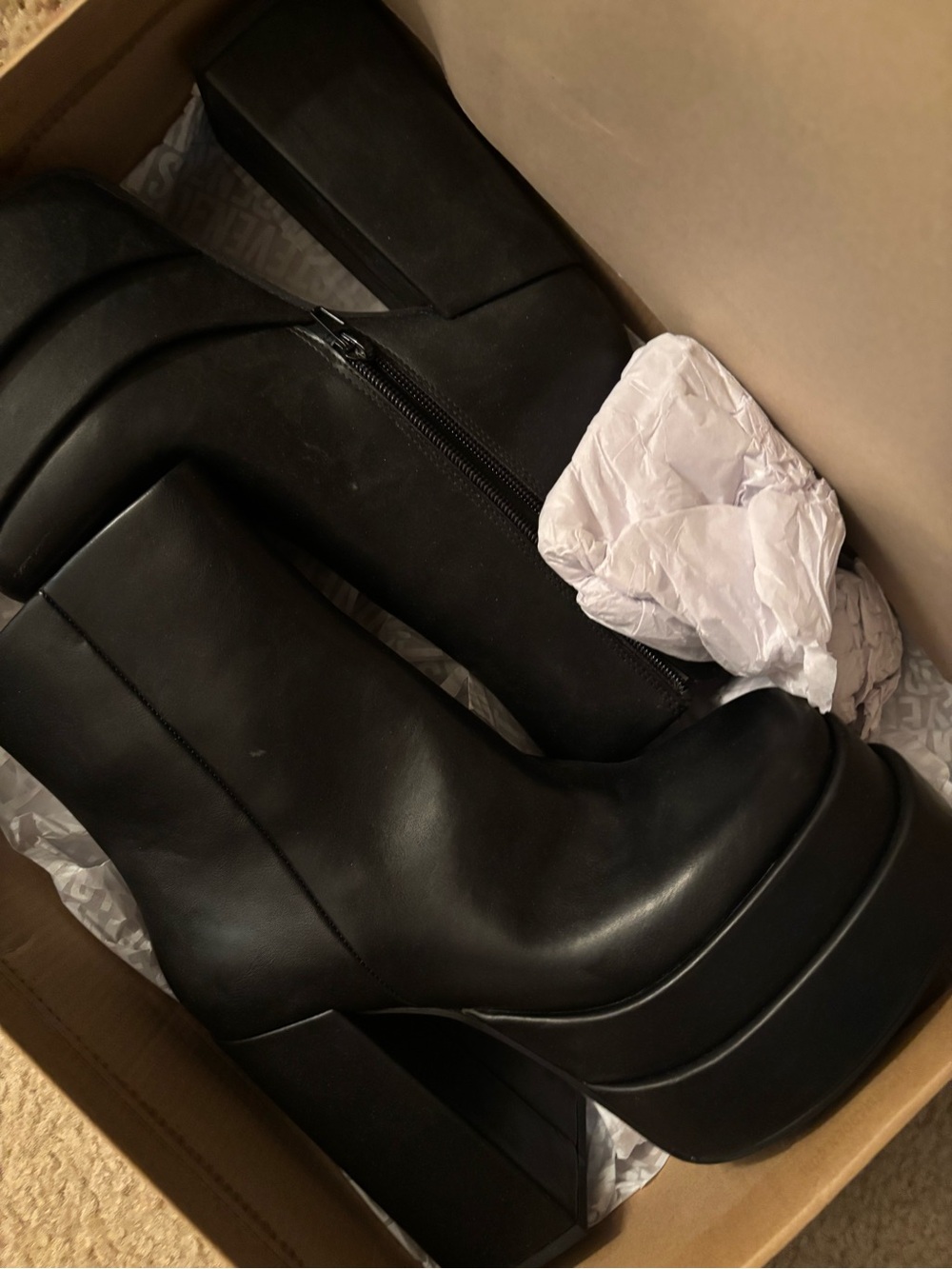 Steve Madden Black Platform Block Heel Boots